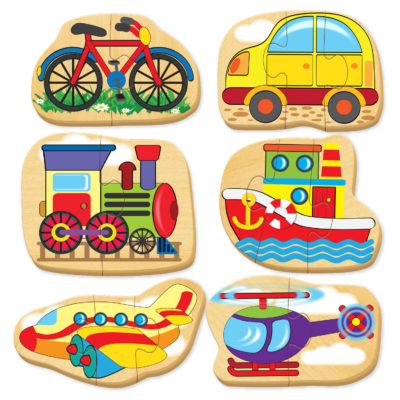 Assorted puzzles of transport vehicles