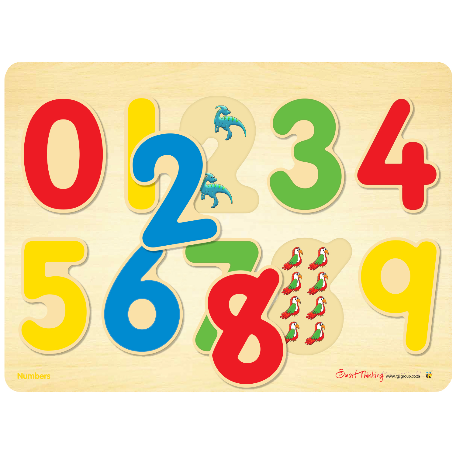 wooden tray puzzle with self correcting number cut outs