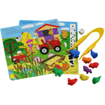 Soft-touch farm friends with tweezers and activity cards
