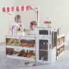 corner play supermarket set with children