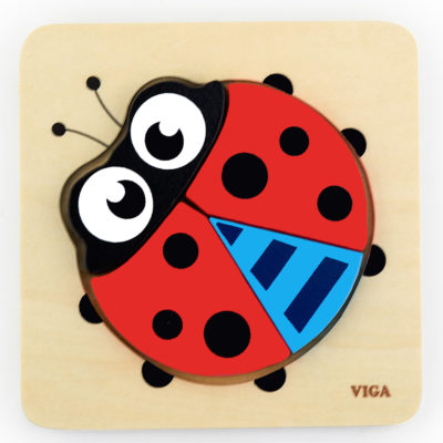 wooden chunky 4 piece ladybird puzzle