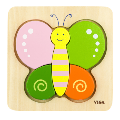 viga wooden chunky 5 piece butterfly puzzle