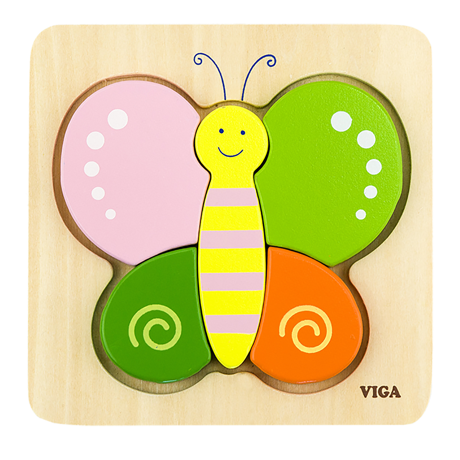 viga wooden chunky 5 piece butterfly puzzle