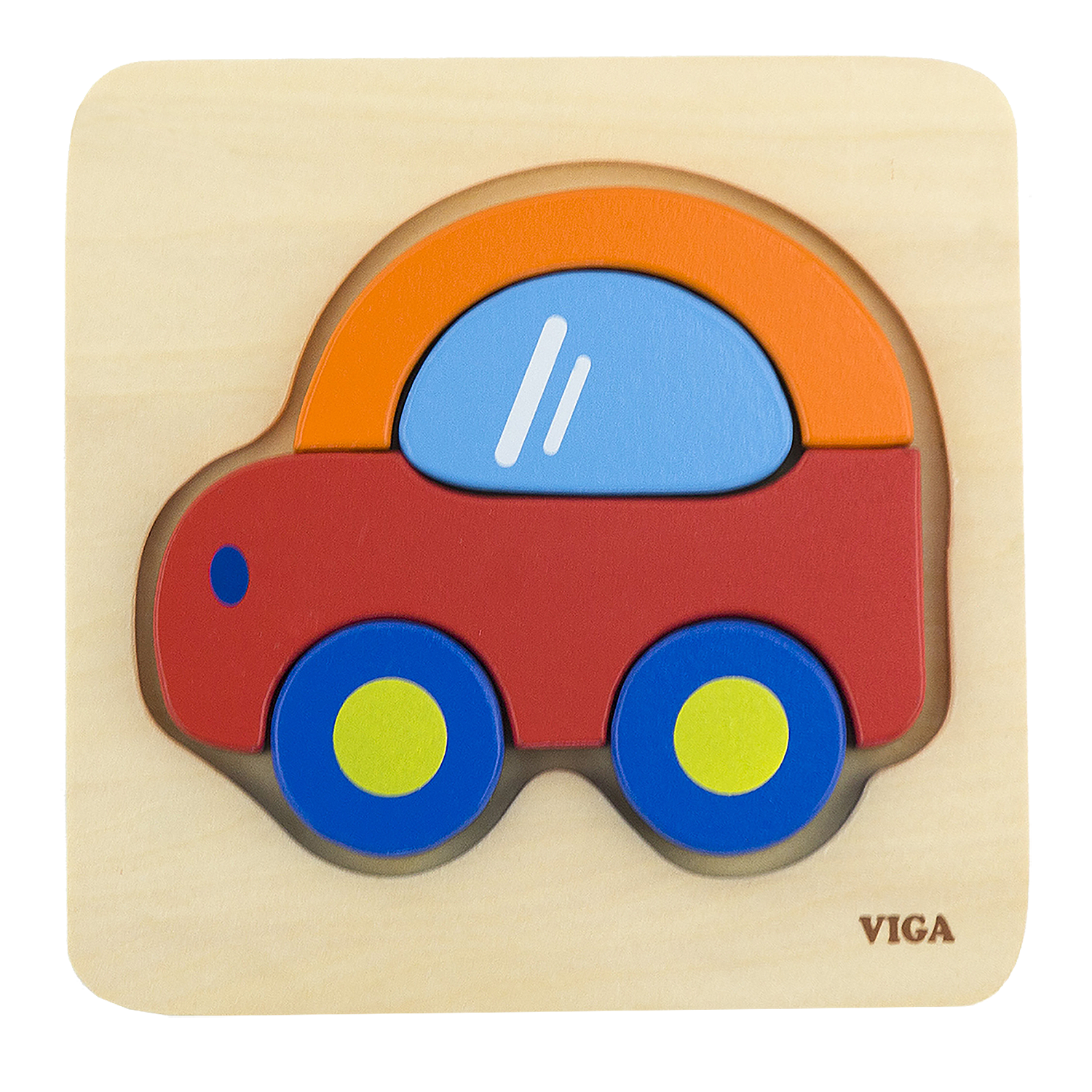 viga wooden chunky 5 piece car puzzle