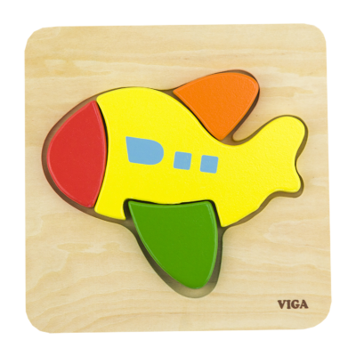 viga wooden chunky 4 piece aeroplane puzzle