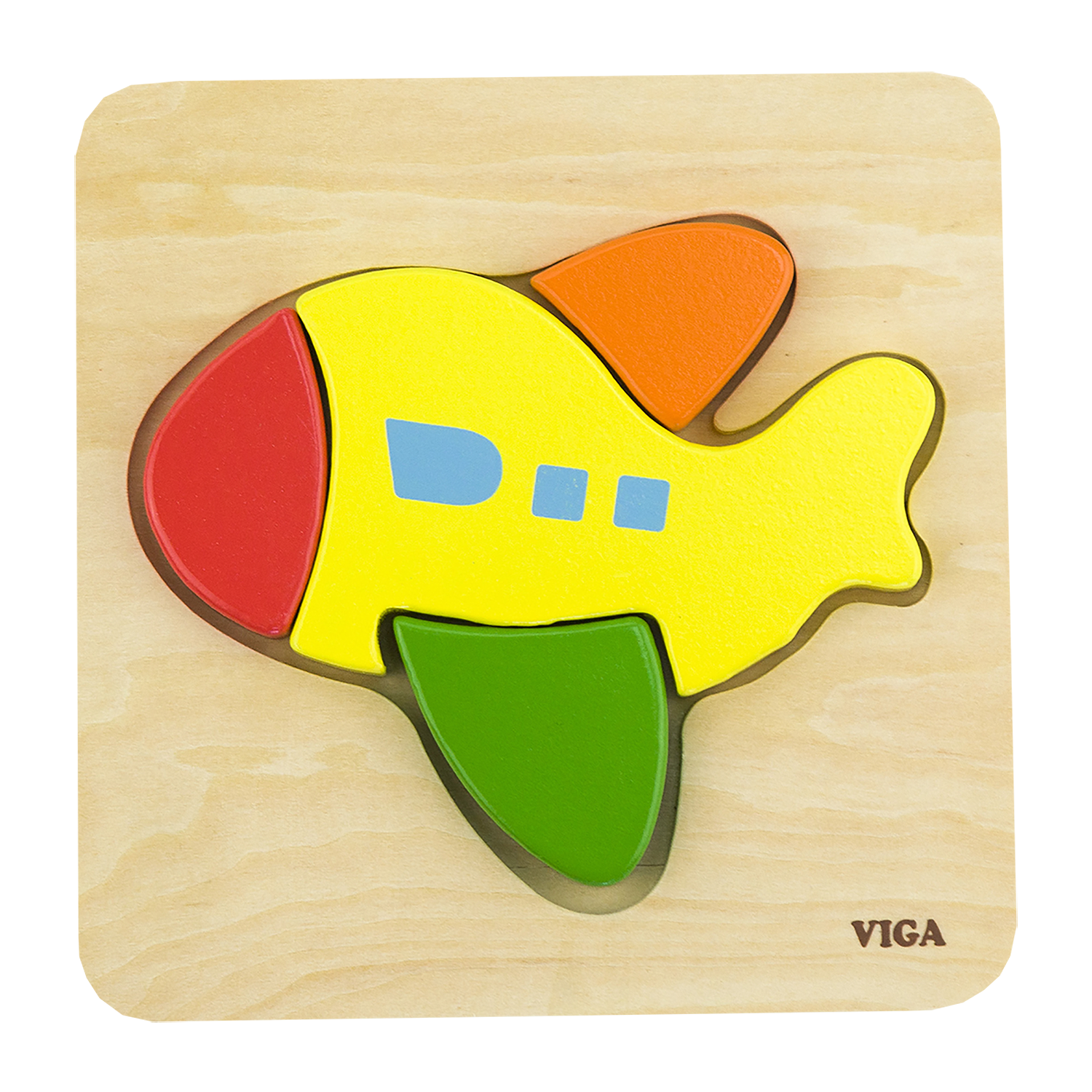 viga wooden chunky 4 piece aeroplane puzzle