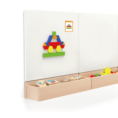 magnetic white board with magnetic geometric pattern blocks