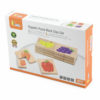 Viga Packaging containing magnetic wooden fruit and vegetable puzzle tiles