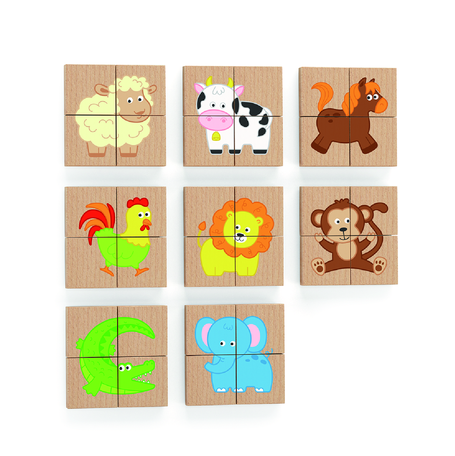8 assorted magnetic wooden animal puzzles