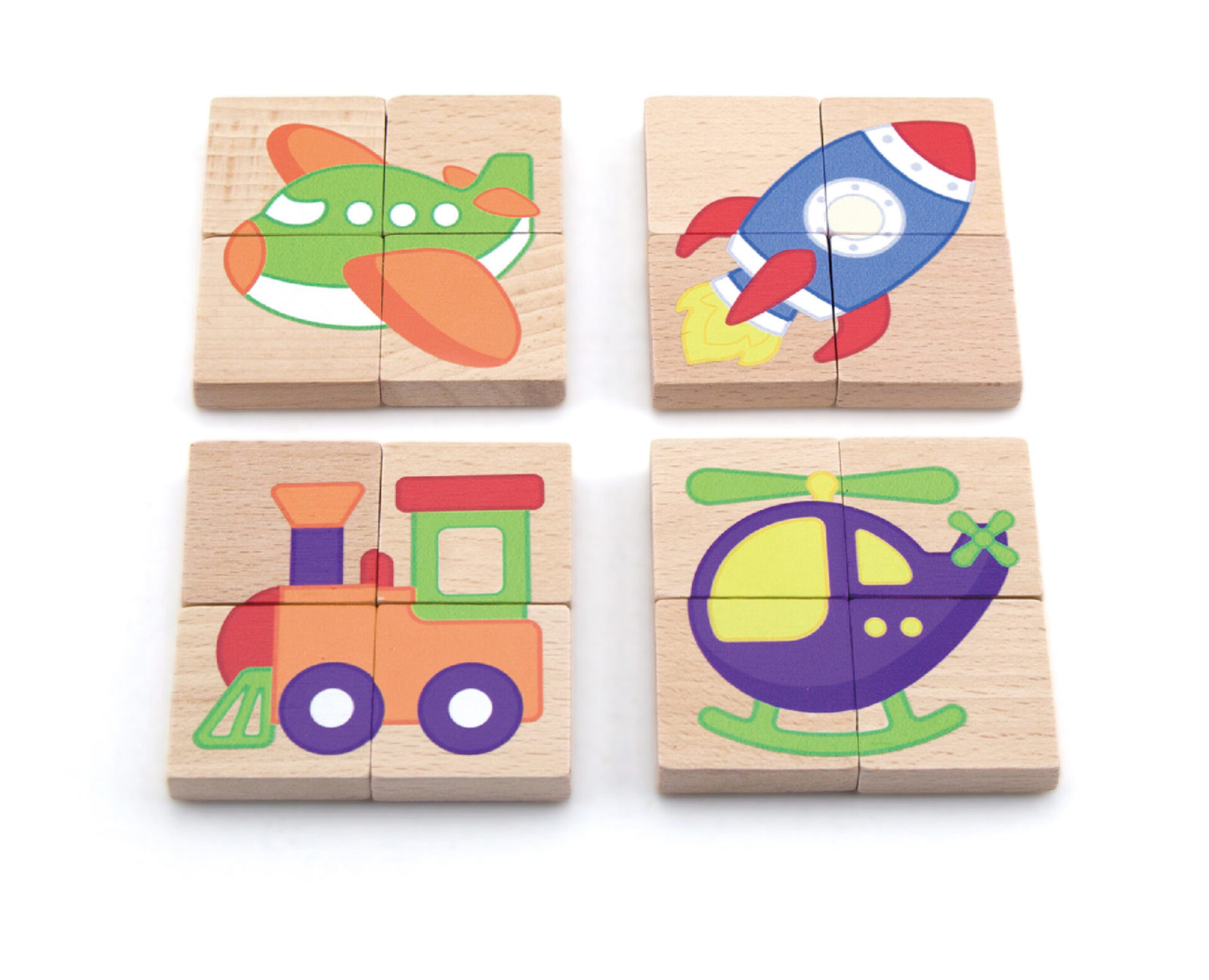 4 varients in transport magnetic wooden puzzles