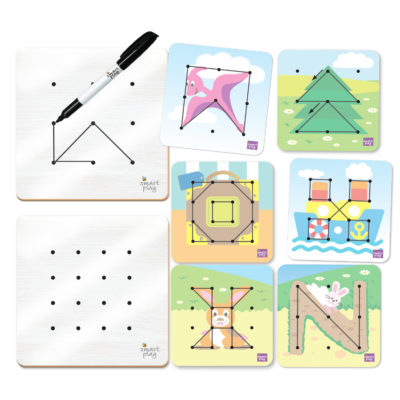 contains 24 copy cards and 2 write-and-wipe game board for hand-eye coordination fun