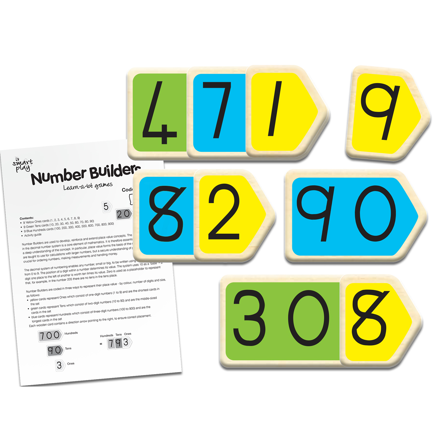 Number builders in 3 colours and wooden