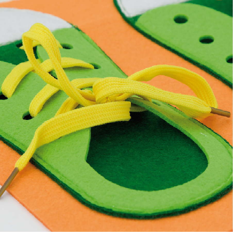 wall mount dressing activity board with shoe lace tying