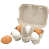 carton of 6 wooden toy eggs