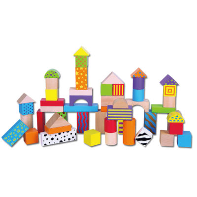 viga wooden building blocks with patterns and colours