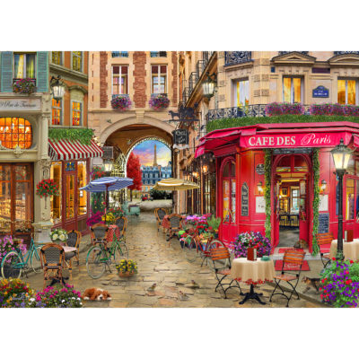 1500pc puzzle show view of Parisian street cafes