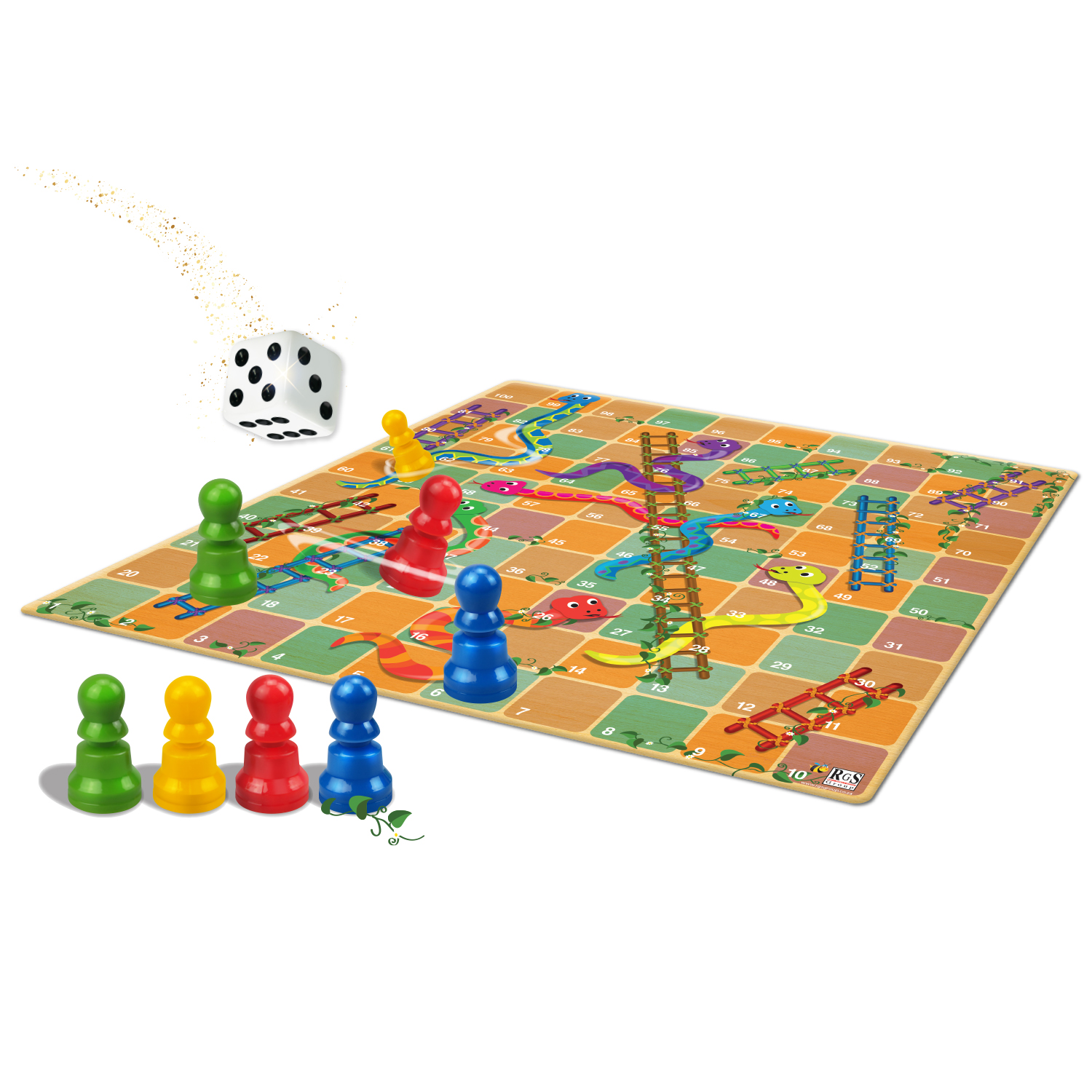RGS snakes and ladders with 4 tokens and 1 dice