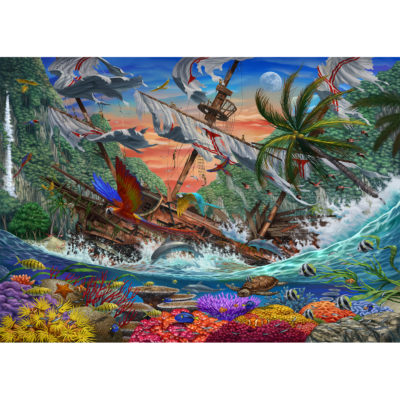 48pc puzzle of a ship wrecked along a reef