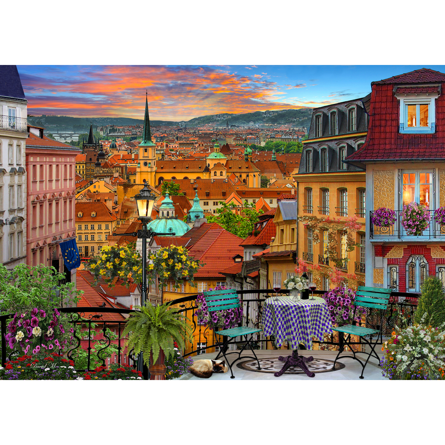 1000pc puzzle of a European dinner view of the city