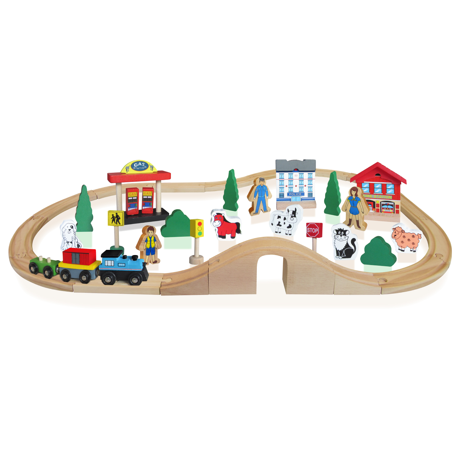 RGS wooden train set with characters and scenery