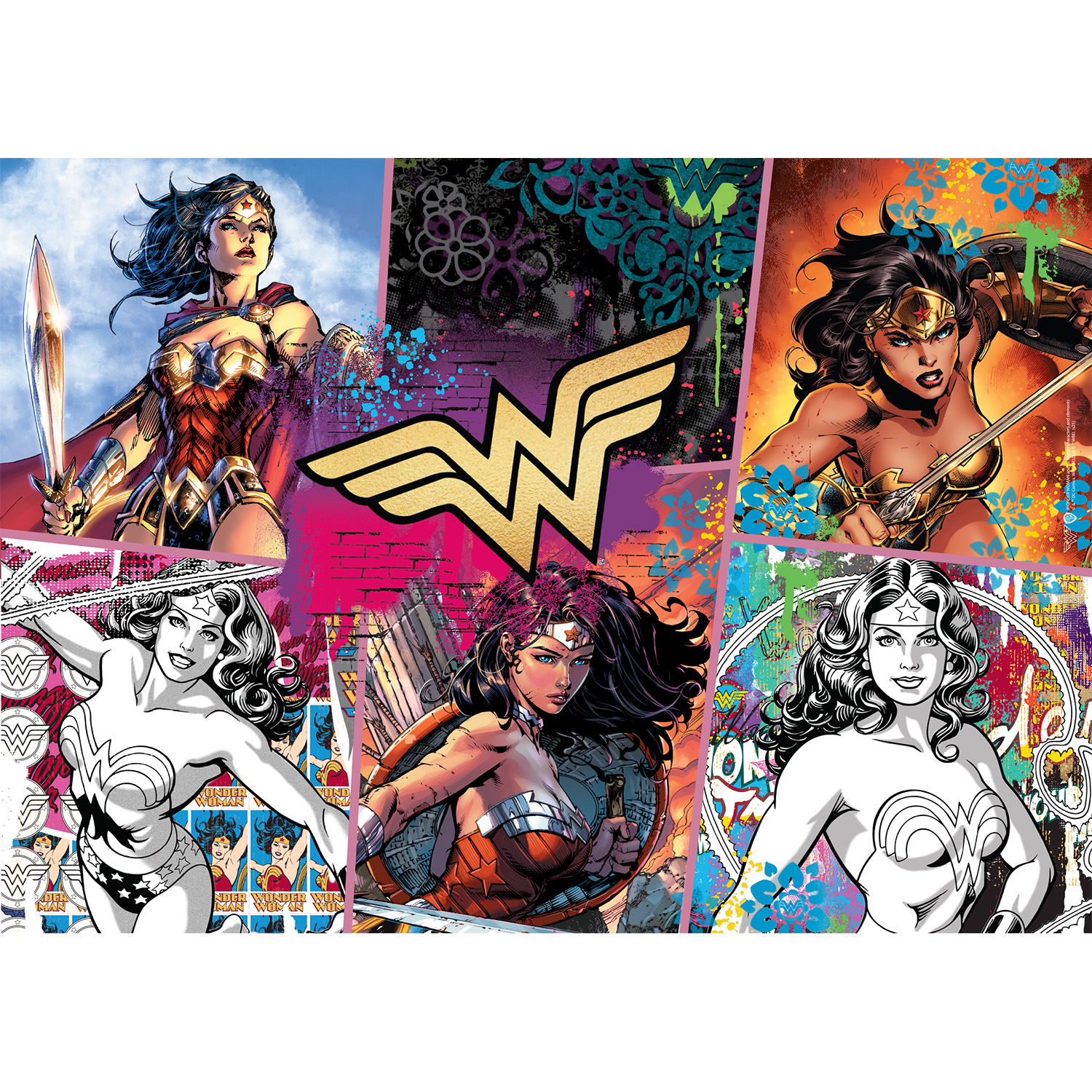 1000pc puzzle of wonder woman in super heor poses