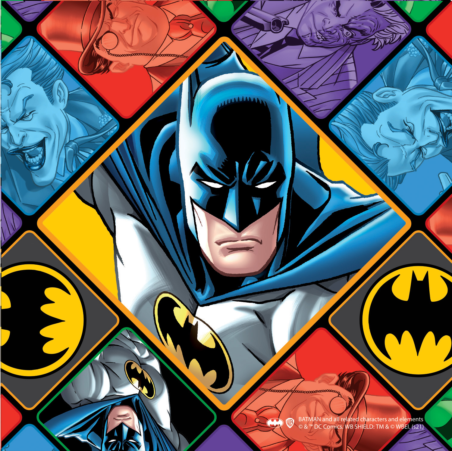 81 pc puzzle of Batman in his suit, bat signal and villans