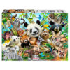 box containing 200pc puzzle of many animal buddies grouped together for a selfie