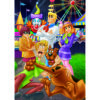 200pc puzzle of Scooby Doo and Mystery Inc at a carnival standing infront of a clown