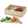 wooden cutting vegetables in box with lid