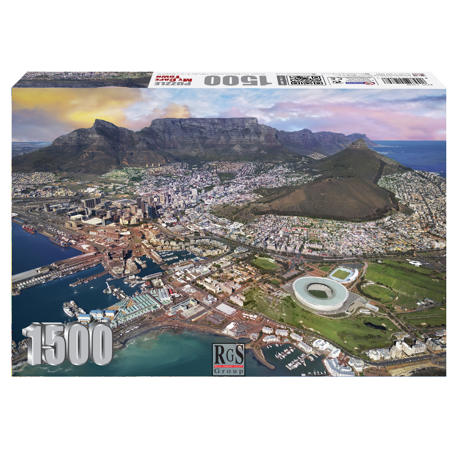 box of 1500pc puzzle aerial view of Cape Town
