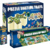 puzzle accessories include puzzle roll-up mat with puzzle glue and puzzle sorting trays