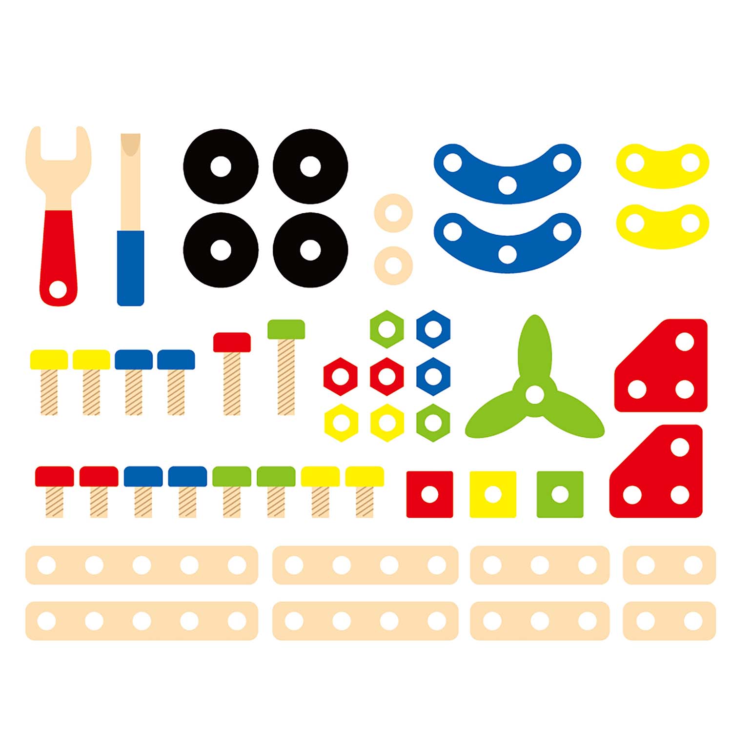 contents of construction block set 48pc