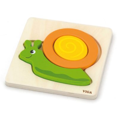 Viga wooden block puzzle with a 3-piece chunky snail