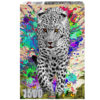 box of 1500pc puzzle of leopard walking through colour and butterflies