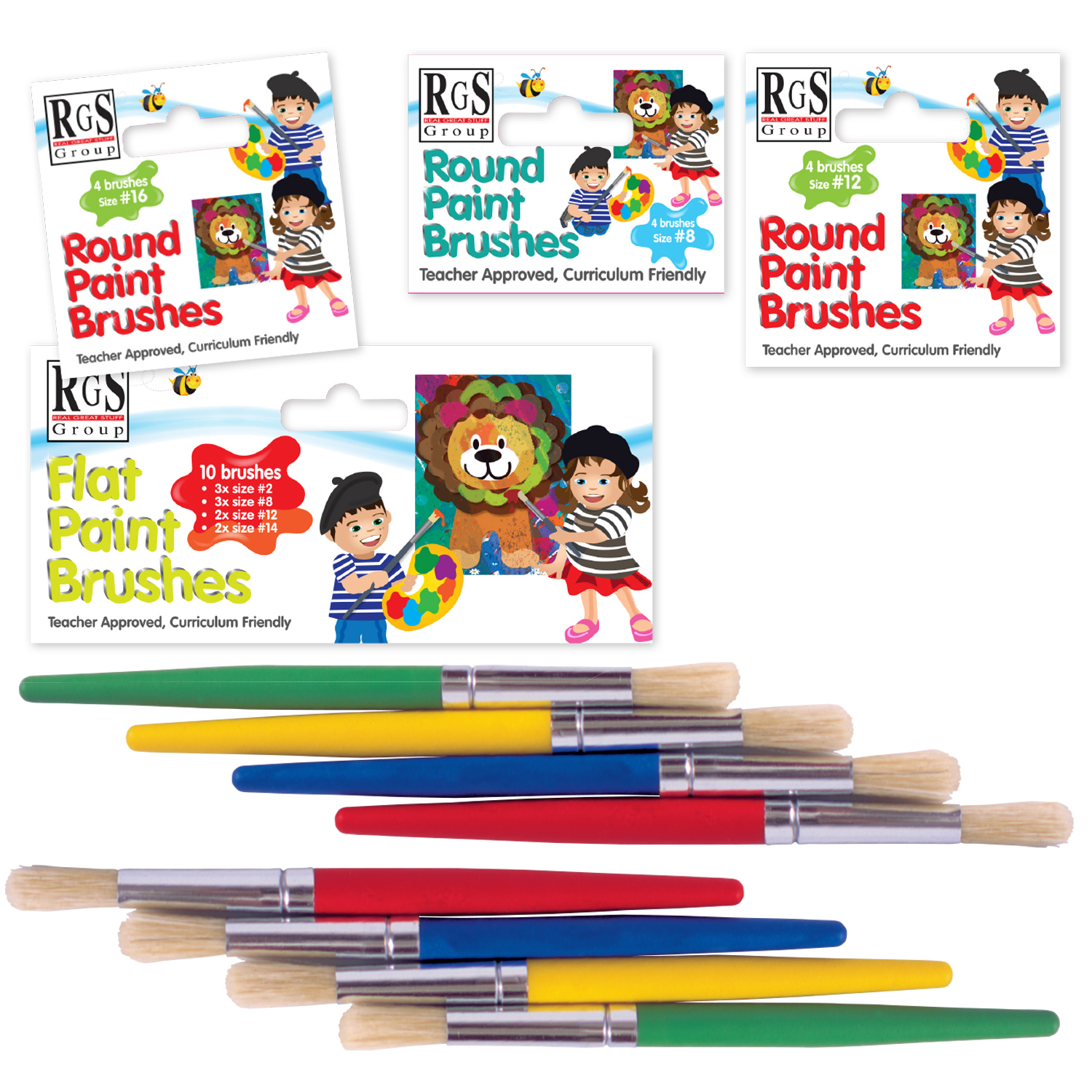 paintbrushes displayed with header cards