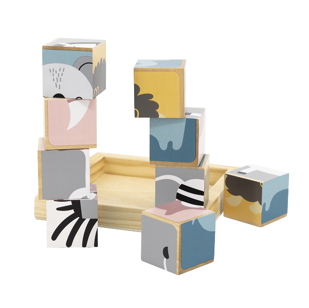assorted sides of six wooden puzzle blocks