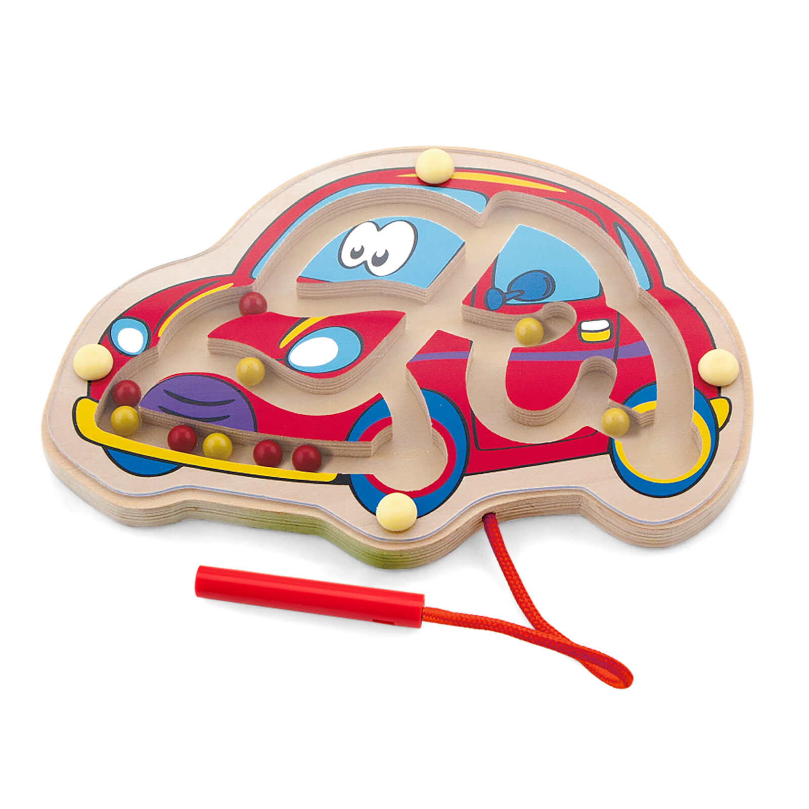colourful wooden Magnetic Bead Trace Car
