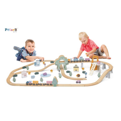 PolarB Train Set 90pc with children playing