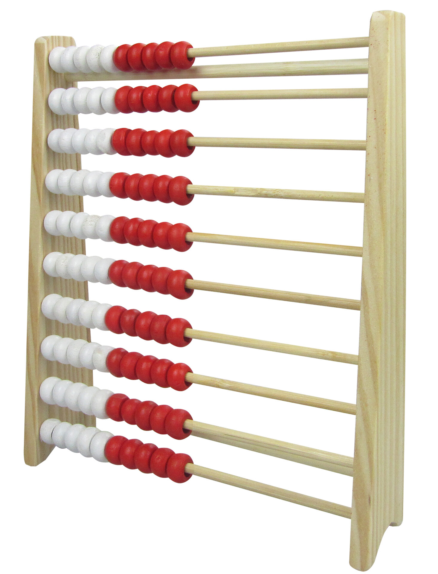 learner abacus with 10 rows containing 100 read and white beads