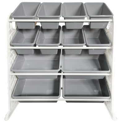 Plastic Storage Rack 12 Bin Grey
