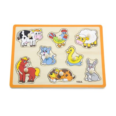 Flat Knob Puzzle Farm Animals 8pc